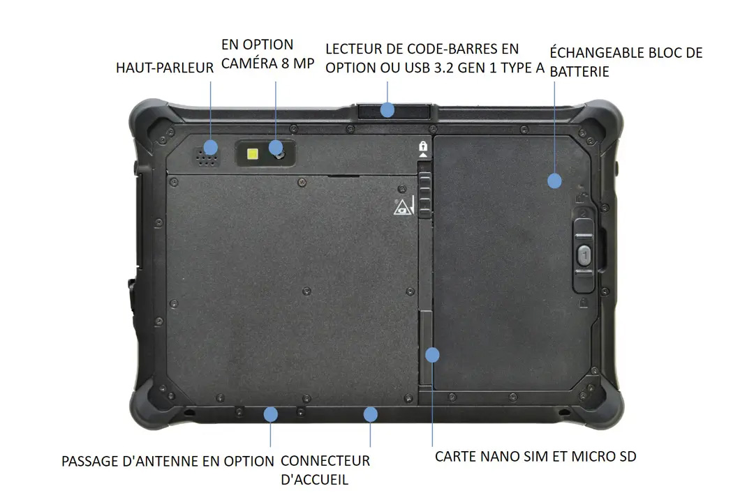 Tablette Durabook R8 - Face arrière